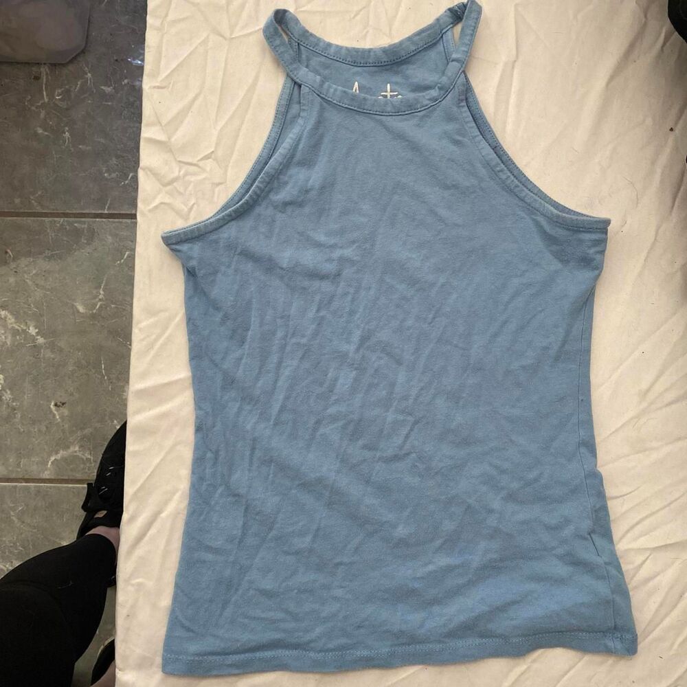Aveto Women's Blue High Halter Tank